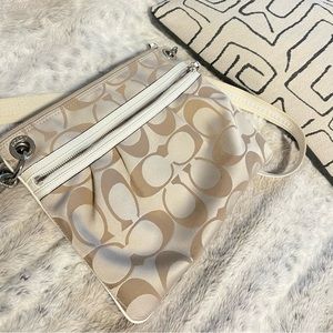 Coach Poppy Signature Sateen Jacquard Crossbody Bag (white, cream, beige)